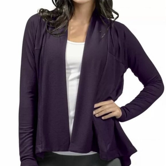 💎241 Active Life Long Sleeve Plum High Low Cardigan Sweater - Picture 1 of 7